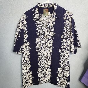 Pineapple Connection Men's Navy Blue Floral Short-Sleeve Shirt